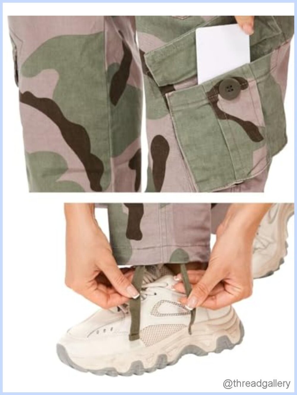 Women's Cotton Cargo Combat Work Hiking Pants Adjustable Waist 9 Pockets - Picture 4 of 5